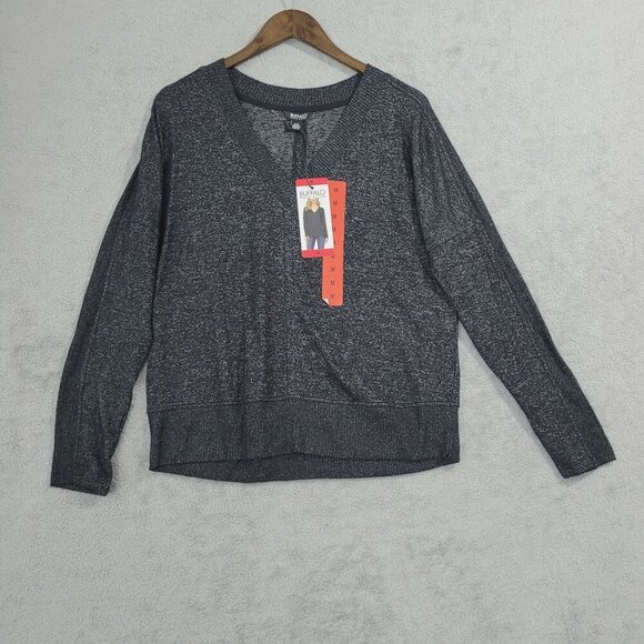 NEW Buffalo David Bitton Womens V-Neck Sweater Medium Black/Gray Knit// 25CT - Picture 1 of 7
